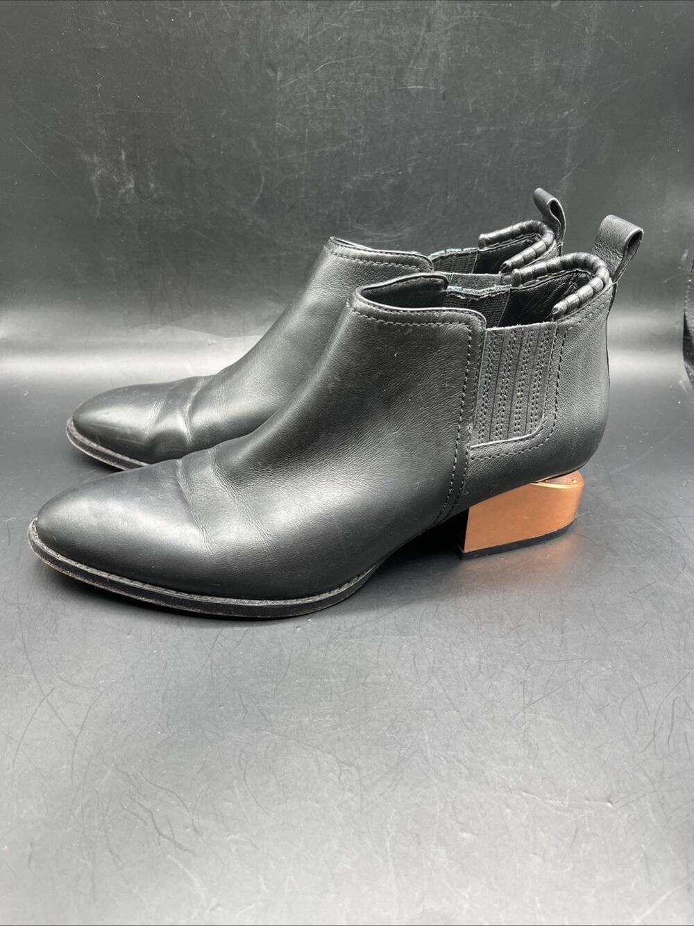 Alexander Wang Kori Chelsea Cut-out Ankle Boots Sz EUR 40 BLACK Copper RARE ASIS